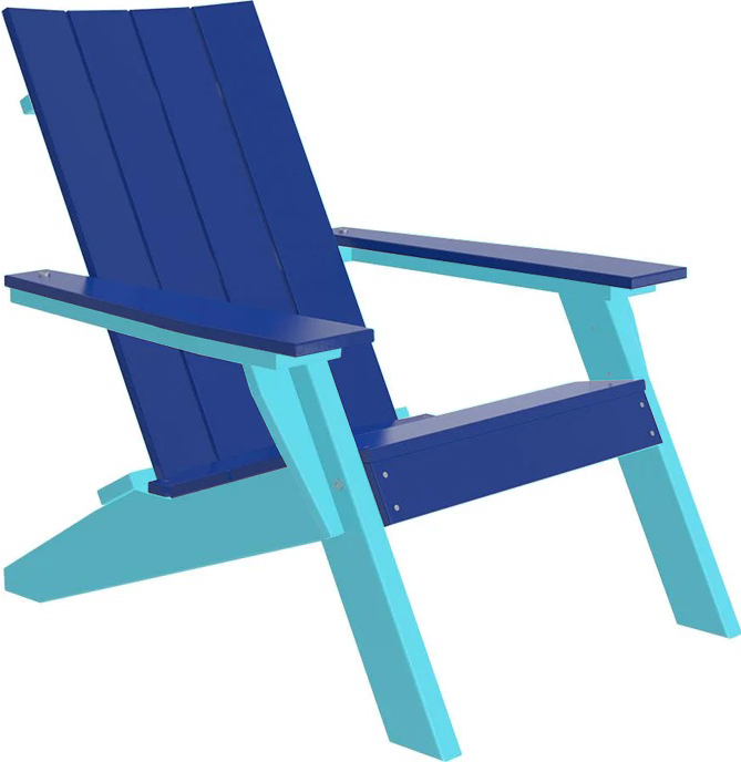 LuxCraft Luxcraft Blue Urban Adirondack Chair With Cup Holder Blue on Aruba Blue Adirondack Deck Chair