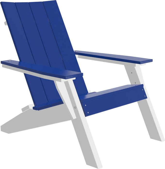 LuxCraft Luxcraft Blue Urban Adirondack Chair With Cup Holder Blue on White Adirondack Deck Chair UACABW
