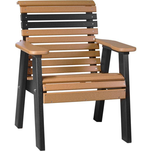 LuxCraft LuxCraft Cedar 2' Rollback Recycled Plastic Chair With Cup Holder Cedar on Black Outdoor Chair 2PPBCB