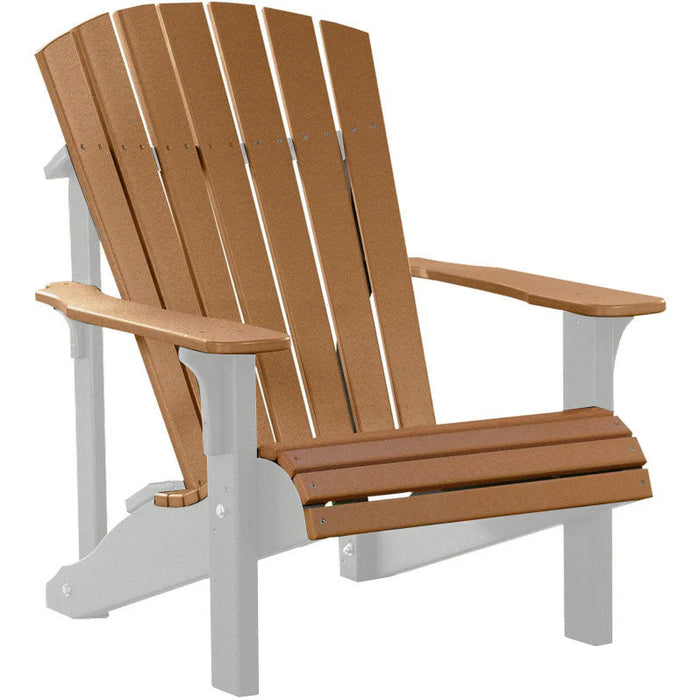 LuxCraft LuxCraft Cedar Deluxe Recycled Plastic Adirondack Chair With Cup Holder Cedar on Dove Gray Adirondack Deck Chair PDACCDG-CH