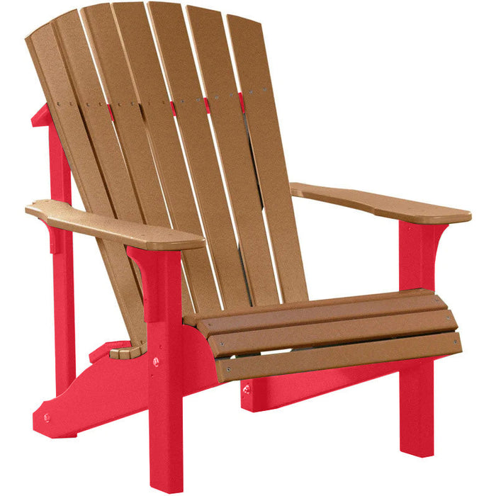 LuxCraft LuxCraft Cedar Deluxe Recycled Plastic Adirondack Chair With Cup Holder Cedar on Red Adirondack Deck Chair PDACCR-CH