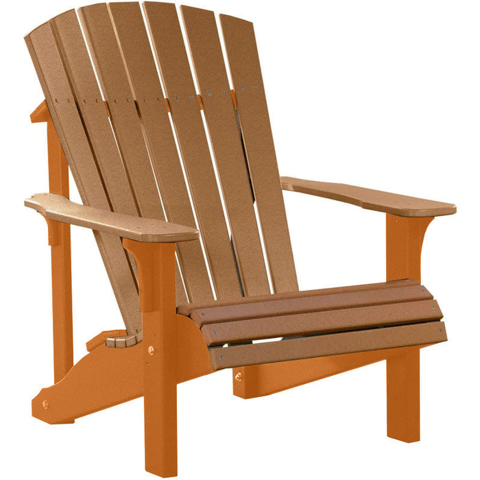 LuxCraft LuxCraft Cedar Deluxe Recycled Plastic Adirondack Chair With Cup Holder Cedar on Tangerine Adirondack Deck Chair PDACCT-CH