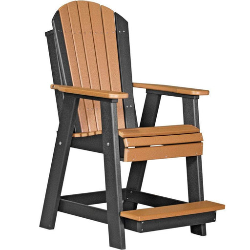 LuxCraft LuxCraft Cedar Recycled Plastic Adirondack Balcony Chair Cedar On Black Adirondack Chair PABCCB