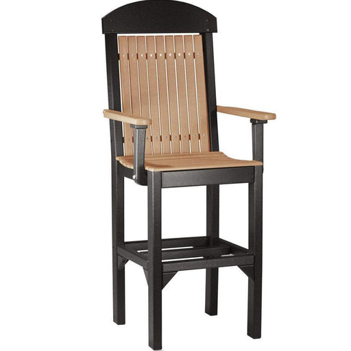 LuxCraft LuxCraft Cedar Recycled Plastic Captain Chair With Cup Holder Cedar On Black / Bar Chair Chair PCCBCB