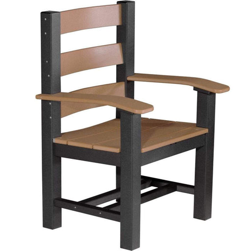 LuxCraft LuxCraft Cedar Recycled Plastic Contemporary Captain Chair With Cup Holder Cedar On Black Chair PCOCCCB