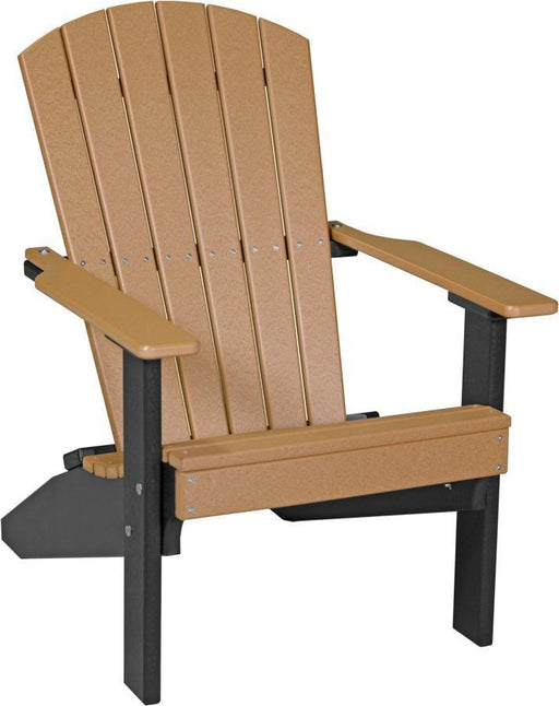 LuxCraft LuxCraft Cedar Recycled Plastic Lakeside Adirondack Chair With Cup Holder Cedar on Black Adirondack Deck Chair LACCB