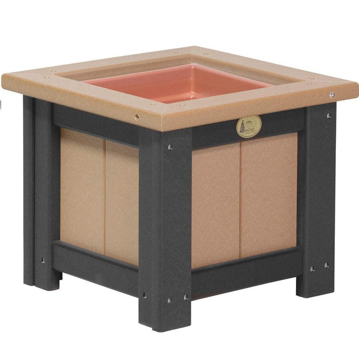LuxCraft LuxCraft Cedar Recycled Plastic Square Planter With Cup Holder Cedar On Black / 15" Planter Box P15SPCB