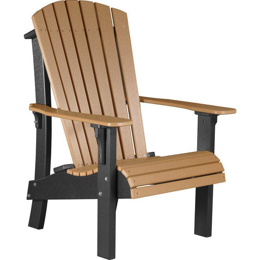 LuxCraft LuxCraft Cedar Royal Recycled Plastic Adirondack Chair Cedar On Black Adirondack Deck Chair RACCB