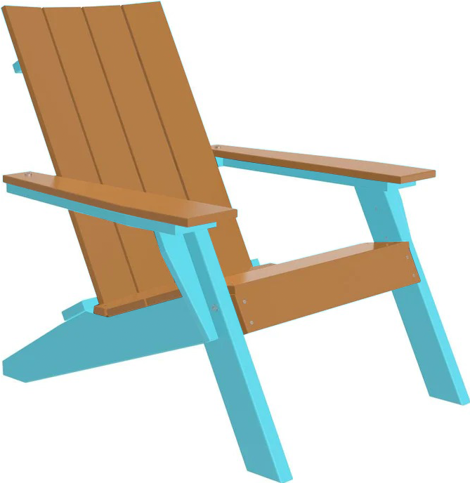 LuxCraft Luxcraft Cedar Urban Adirondack Chair With Cup Holder Cedar on Aruba Blue Adirondack Deck Chair