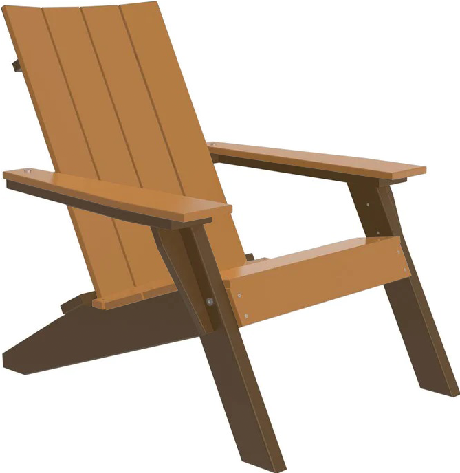 LuxCraft Luxcraft Cedar Urban Adirondack Chair With Cup Holder Cedar on Chestnut Brown Adirondack Deck Chair