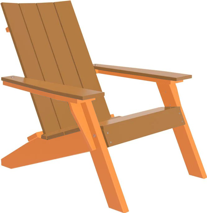 LuxCraft Luxcraft Cedar Urban Adirondack Chair With Cup Holder Cedar on Tangerine Adirondack Deck Chair