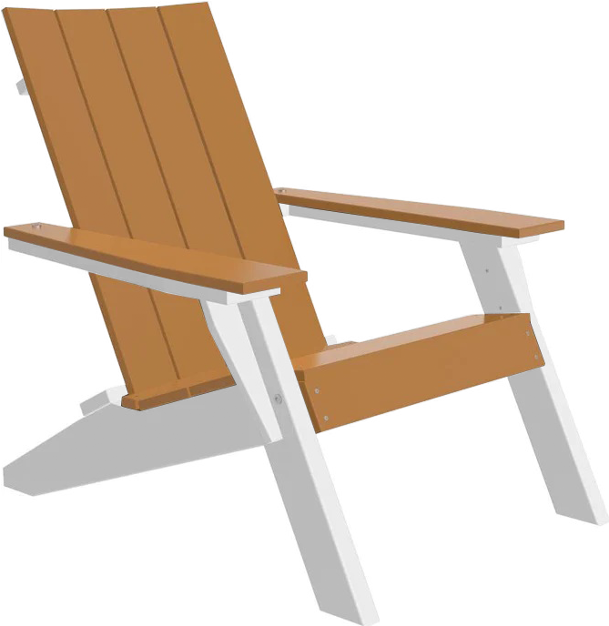 LuxCraft Luxcraft Cedar Urban Adirondack Chair With Cup Holder Cedar on White Adirondack Deck Chair