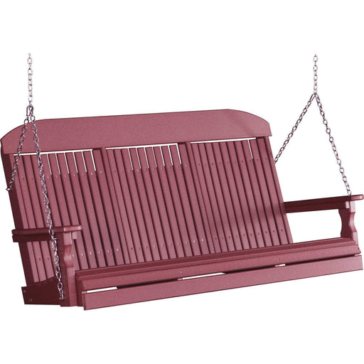 LuxCraft LuxCraft Cherry Classic Highback 5ft. Recycled Plastic Porch Swing Cherry / Classic Porch Swing Porch Swing 5CPSC