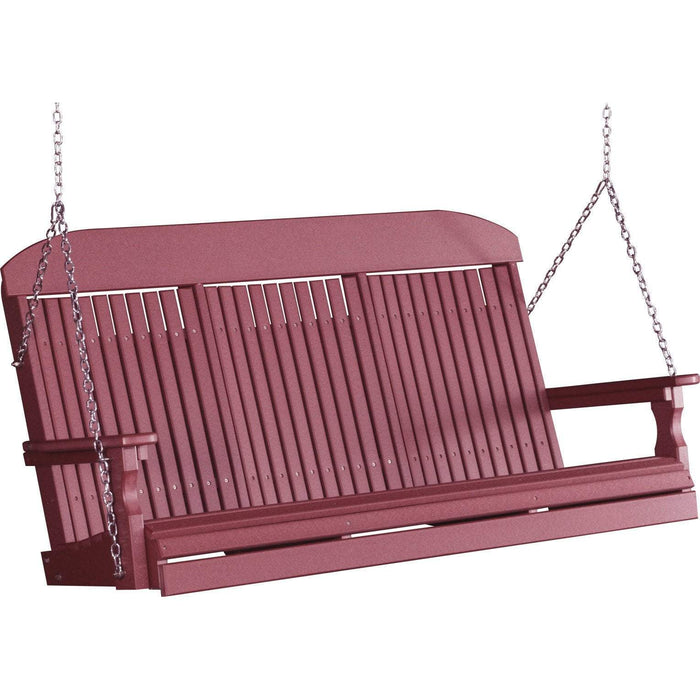 LuxCraft LuxCraft Cherry Classic Highback 5ft. Recycled Plastic Porch Swing Cherry / Classic Porch Swing Porch Swing 5CPSC