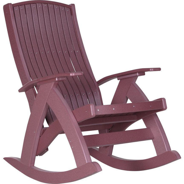 LuxCraft LuxCraft Cherry Recycled Plastic Comfort Porch Rocking Chair With Cup Holder Cherry Rocking Chair PCRC