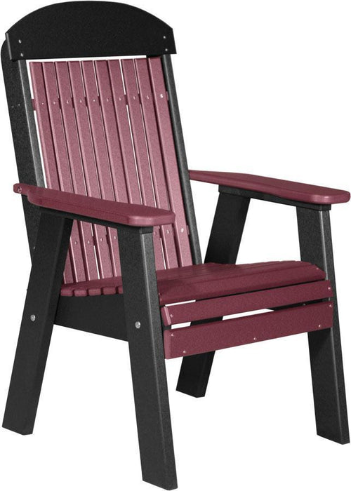 LuxCraft LuxCraft Cherry wood 2' Classic Highback Recycled Plastic Chair With Cup Holder Cherry wood on Black Chair 2CPBCWB