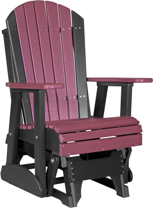 LuxCraft LuxCraft Cherry wood Adirondack Recycled Plastic 2 Foot Glider Chair With Cup Holder Cherry wood on Black Glider Chair 2APGCWB
