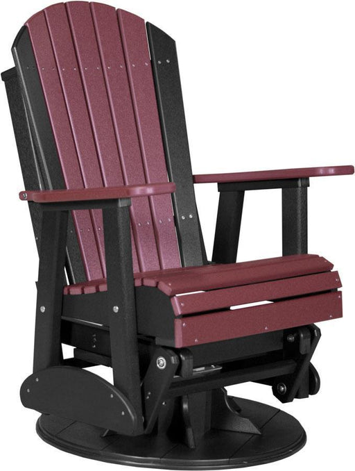 LuxCraft Luxcraft Cherry wood Adirondack Recycled Plastic Swivel Glider Chair Cherry wood on Black Glider Chair 2ARSCWOB