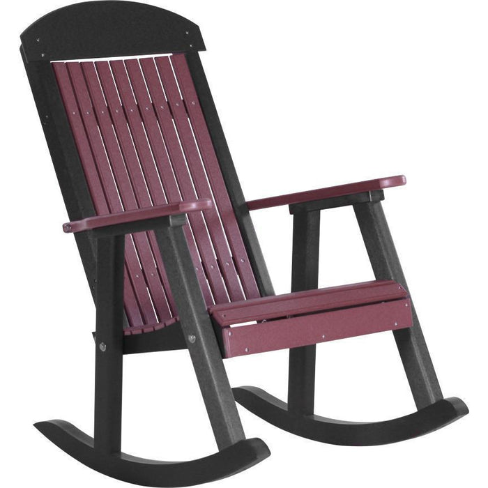 LuxCraft LuxCraft Cherry wood Classic Traditional Recycled Plastic Porch Rocking Chair (2 Chairs) Cherry wood On Black Rocking Chair PPRCWB