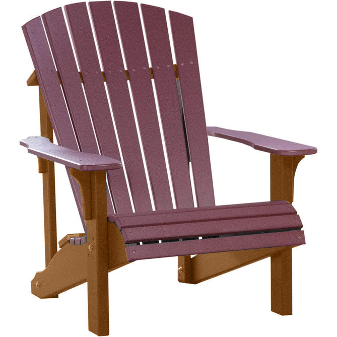 LuxCraft LuxCraft Cherry wood Deluxe Recycled Plastic Adirondack Chair Cherry Wood on Cedar Adirondack Deck Chair
