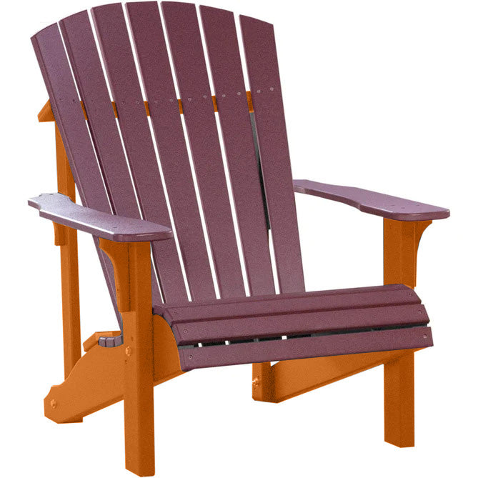 LuxCraft LuxCraft Cherry wood Deluxe Recycled Plastic Adirondack Chair Cherry Wood on Tangerine Adirondack Deck Chair PDACCWT-CH