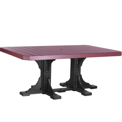 LuxCraft LuxCraft Cherry wood Recycled Plastic 4x6 Rectangular Table With Cup Holder Cherry wood On Black / Bar Tables P46RTBCWB