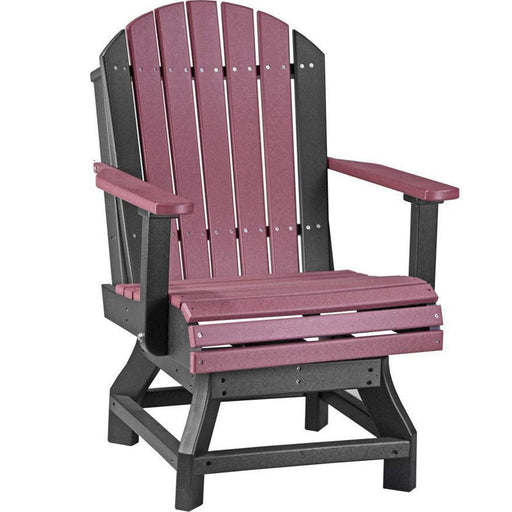 LuxCraft LuxCraft Cherry wood Recycled Plastic Adirondack Swivel Chair With Cup Holder Cherry wood On Black / Bar Chair Adirondack Chair PASCBCWB