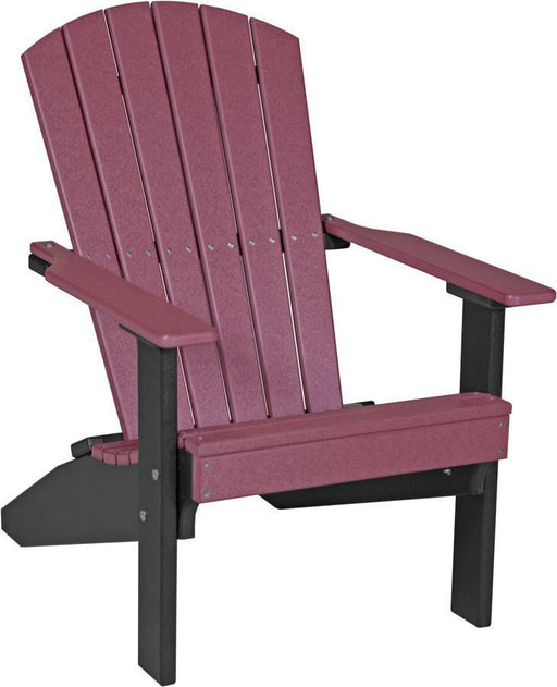 LuxCraft LuxCraft Cherry wood Recycled Plastic Lakeside Adirondack Chair With Cup Holder Cherry wood on Black Adirondack Deck Chair LACBW