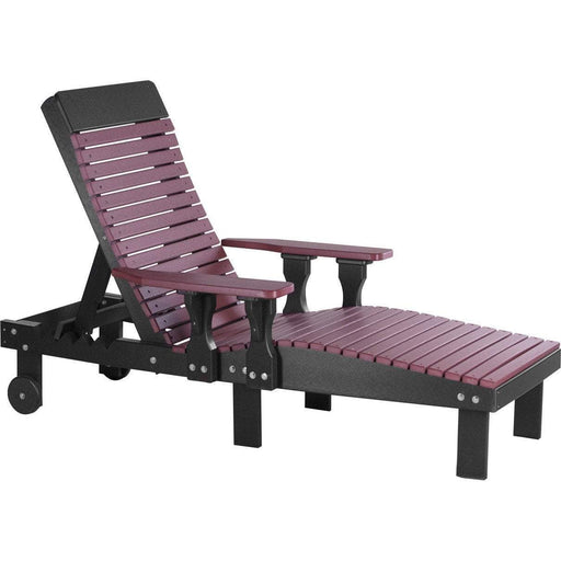 LuxCraft LuxCraft Cherry wood Recycled Plastic Lounge Chair With Cup Holder Cherry wood On Black Adirondack Deck Chair PLCCWB
