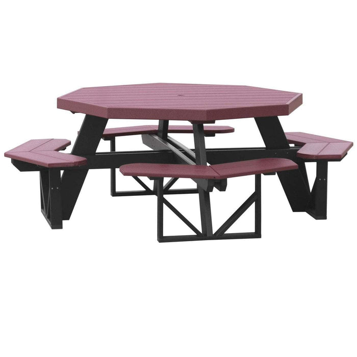 LuxCraft LuxCraft Cherry wood Recycled Plastic Octagon Picnic Table Cherry wood On Black Tables POPTCWB