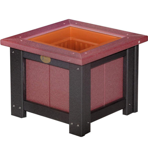 LuxCraft LuxCraft Cherry wood Recycled Plastic Square Planter With Cup Holder Cherry wood On Black / 15" Planter Box P15SPCWB