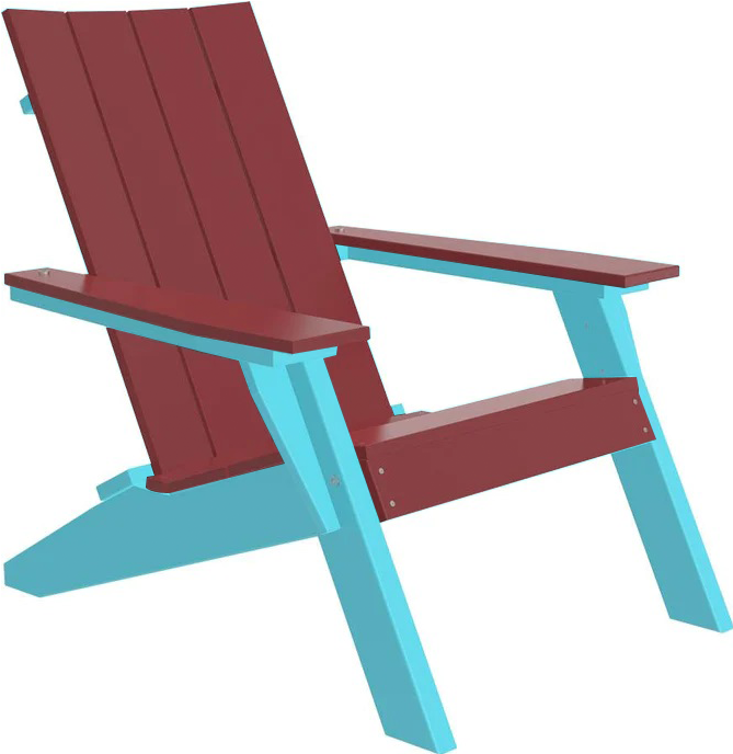 LuxCraft Luxcraft Cherry wood Urban Adirondack Chair With Cup Holder Cherry wood on Aruba Blue Adirondack Deck Chair