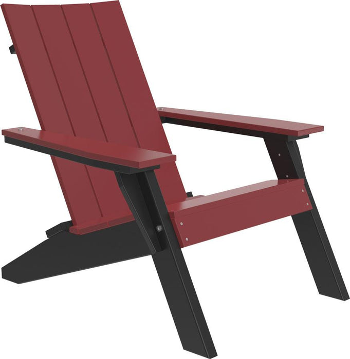 LuxCraft Luxcraft Cherry wood Urban Adirondack Chair With Cup Holder Cherry wood on Black Adirondack Deck Chair UACCWB