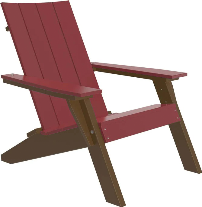 LuxCraft Luxcraft Cherry wood Urban Adirondack Chair With Cup Holder Cherry wood on Chestnut Brown Adirondack Deck Chair