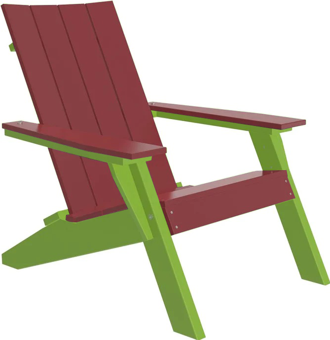 LuxCraft Luxcraft Cherry wood Urban Adirondack Chair With Cup Holder Cherry wood on Lime Green Adirondack Deck Chair