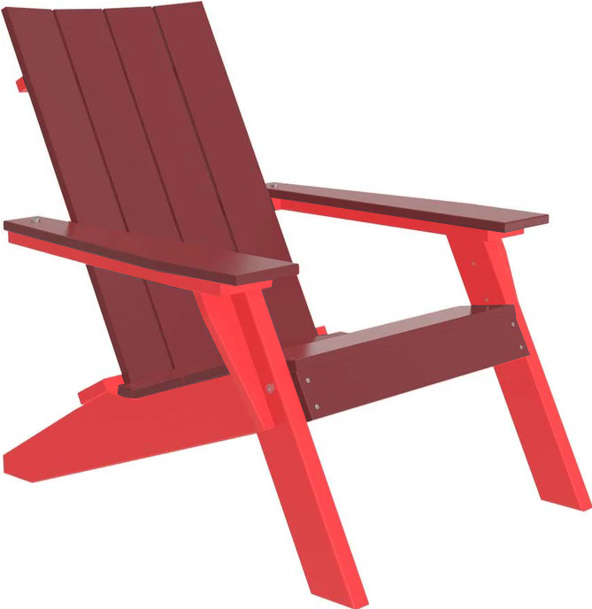LuxCraft Luxcraft Cherry wood Urban Adirondack Chair With Cup Holder Cherry wood on Red Adirondack Deck Chair