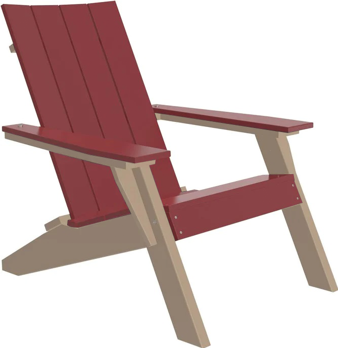 LuxCraft Luxcraft Cherry wood Urban Adirondack Chair With Cup Holder Cherry wood on Weatherwood Adirondack Deck Chair