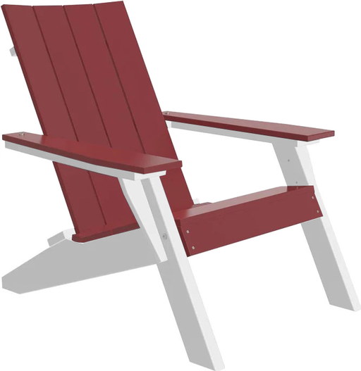 LuxCraft Luxcraft Cherry wood Urban Adirondack Chair With Cup Holder Cherry wood on White Adirondack Deck Chair
