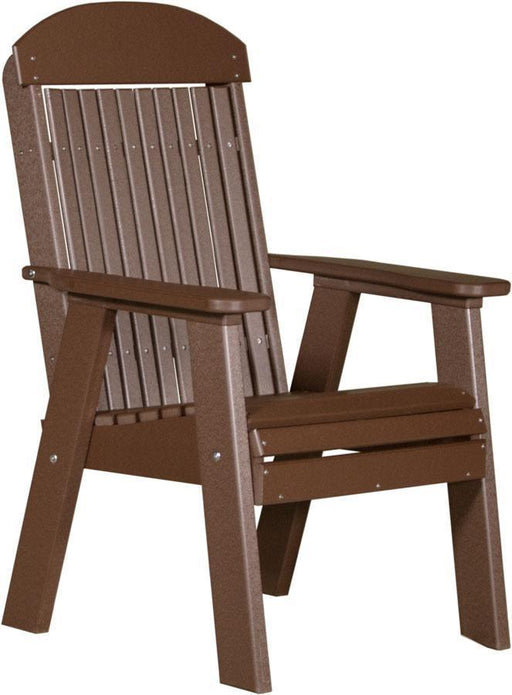 LuxCraft LuxCraft Chestnut Brown 2' Classic Highback Recycled Plastic Chair With Cup Holder Chestnut Brown Chair 2CPBCBR