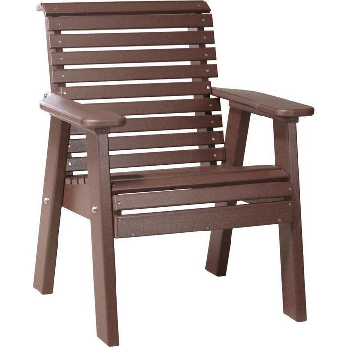 LuxCraft LuxCraft Chestnut Brown 2' Rollback Recycled Plastic Chair With Cup Holder Chestnut Brown Outdoor Chair 2PPBCBR