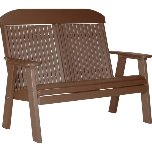 LuxCraft LuxCraft Chestnut Brown 4' Classic Highback Recycled Plastic Bench With Cup Holder Chestnut Brown Bench 4CPBCBR