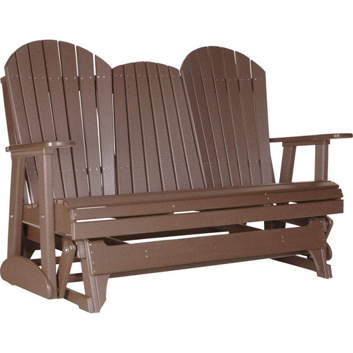 LuxCraft LuxCraft Chestnut Brown 5 ft. Recycled Plastic Adirondack Outdoor Glider With Cup Holder Chestnut Brown Adirondack Glider 5APGCBR
