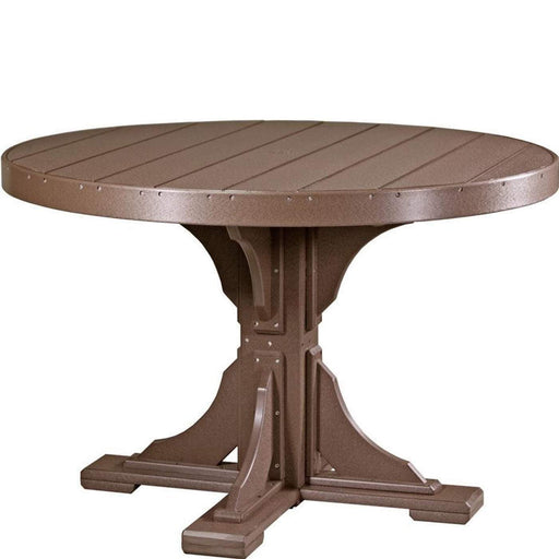 LuxCraft LuxCraft Chestnut Brown Recycled Plastic 4' Round Table With Cup Holder Chestnut Brown / Bar Tables P4RTBCBR