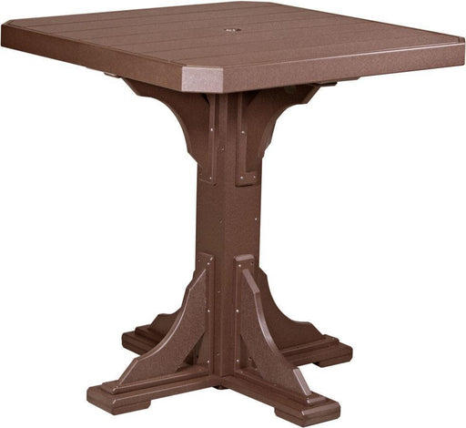 LuxCraft LuxCraft Chestnut Brown Recycled Plastic 41" Square Table With Cup Holder Chestnut Brown / Bar Tables P41STBCBR