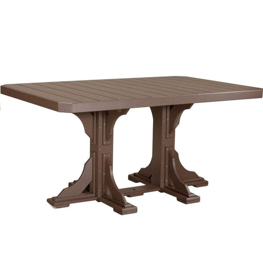 LuxCraft LuxCraft Chestnut Brown Recycled Plastic 4x6 Rectangular Table With Cup Holder Chestnut Brown / Bar Tables P46RTBCBR