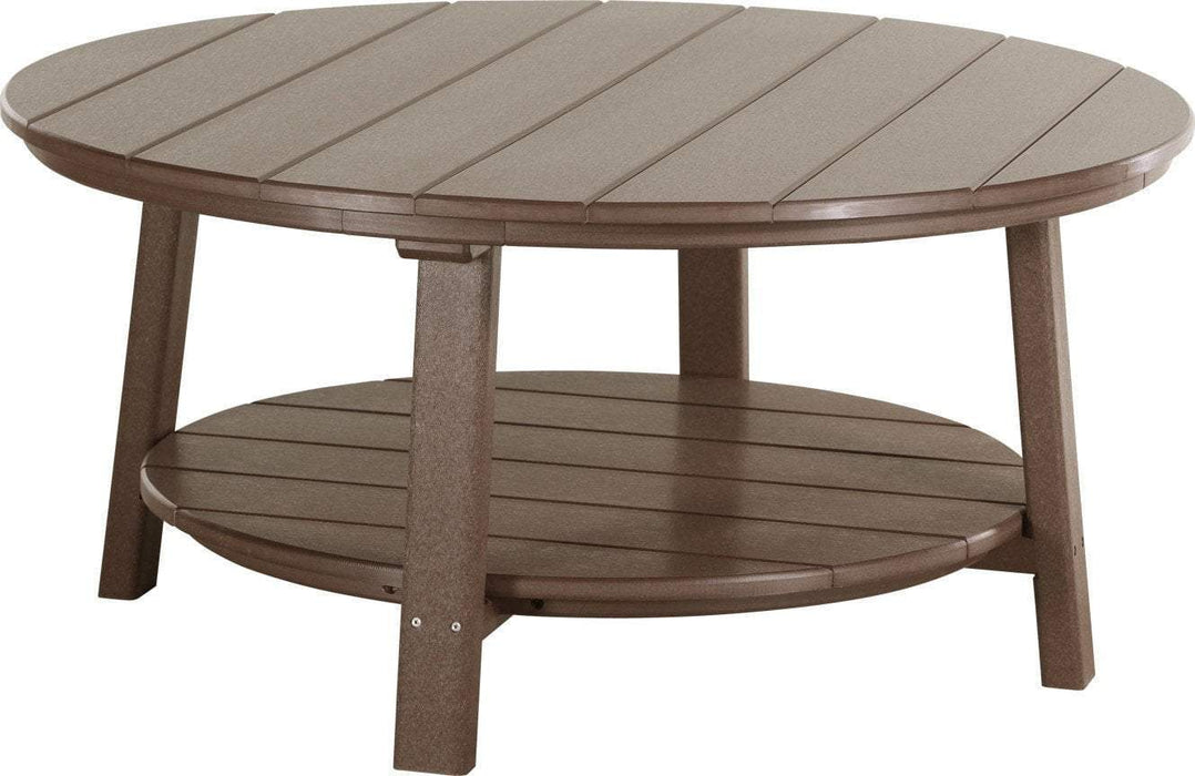 LuxCraft LuxCraft Chestnut Brown Recycled Plastic Deluxe Conversation Table With Cup Holder Chestnut Brown Conversation Table PDCTCBR