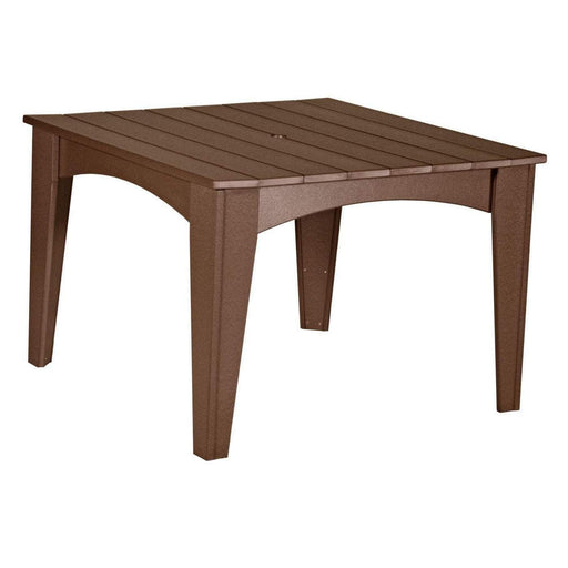 LuxCraft LuxCraft Chestnut Brown Recycled Plastic Island Dining Table With Cup Holder Chestnut Brown Tables IDT44SCBR