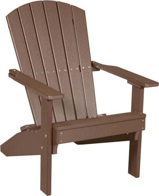 LuxCraft LuxCraft Chestnut Brown Recycled Plastic Lakeside Adirondack Chair With Cup Holder Chestnut Brown Adirondack Deck Chair LACCBR