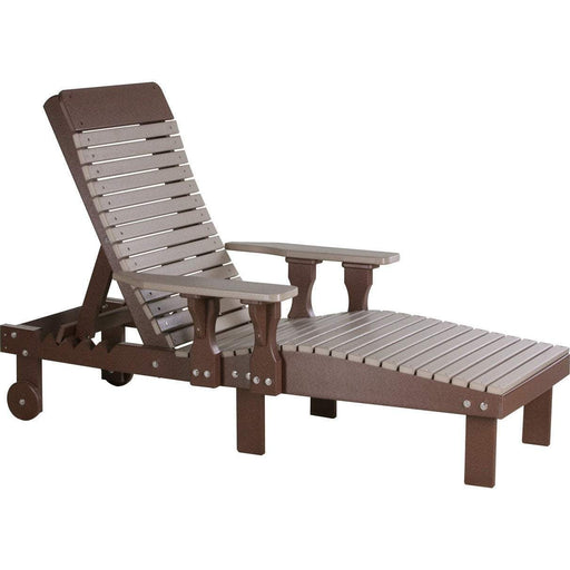 LuxCraft LuxCraft Chestnut Brown Recycled Plastic Lounge Chair With Cup Holder Chestnut Brown Adirondack Deck Chair PLCCBR