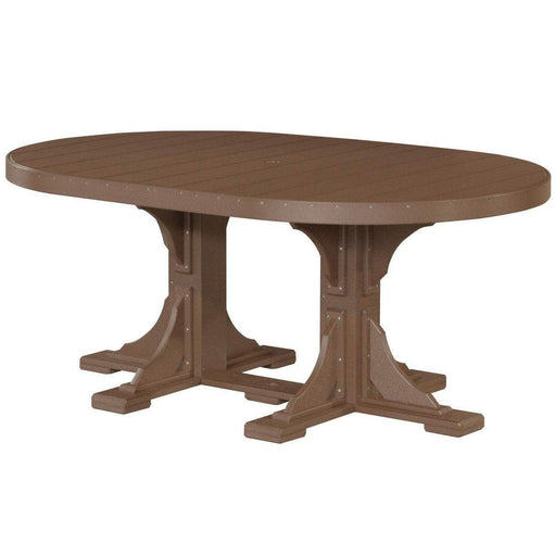 LuxCraft LuxCraft Chestnut Brown Recycled Plastic Oval Table With Cup Holder Chestnut Brown / Bar Tables P46OTBCBR